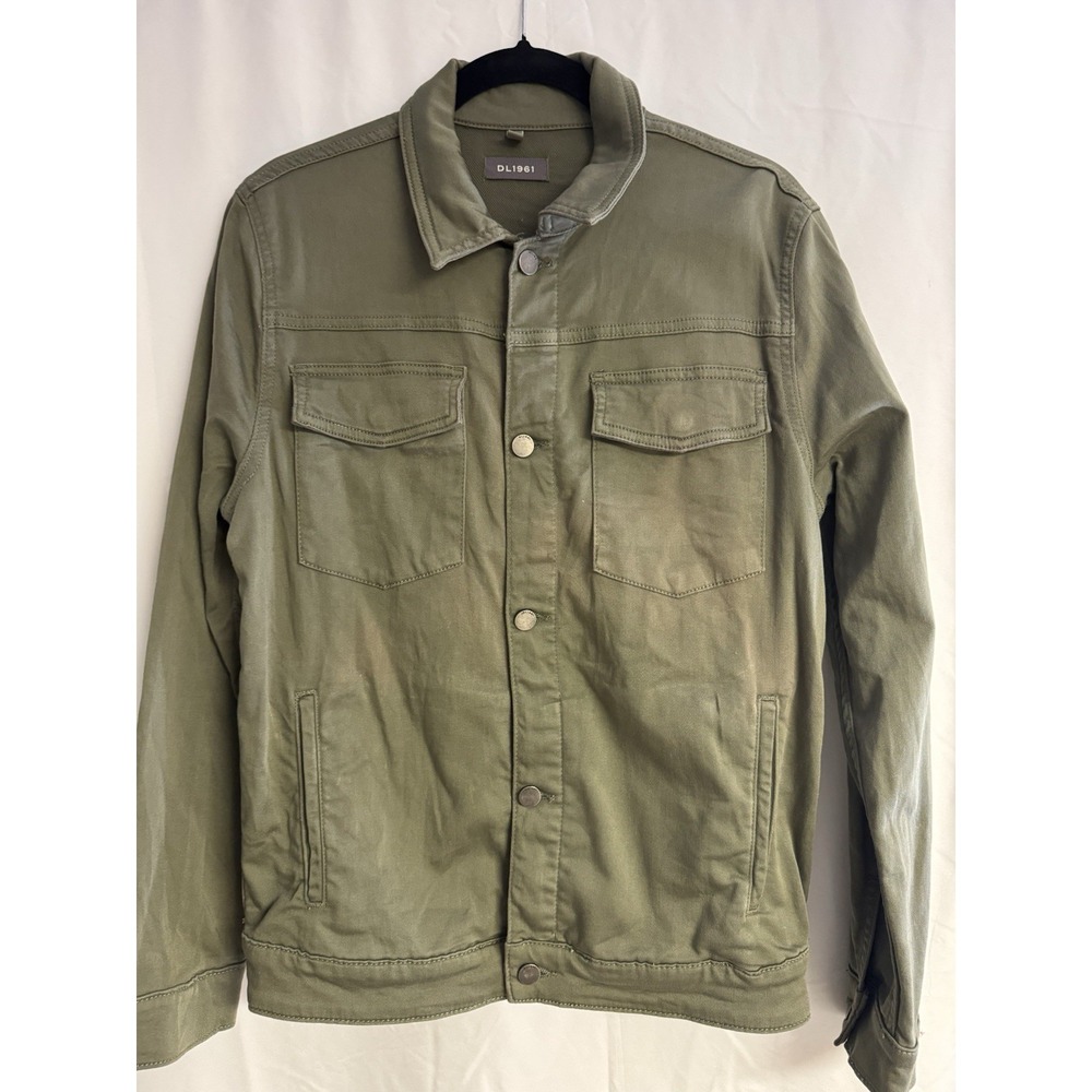 DL 1961 Green Jacket Button Up W/Stretch Sz S Men's Hipster Grunge